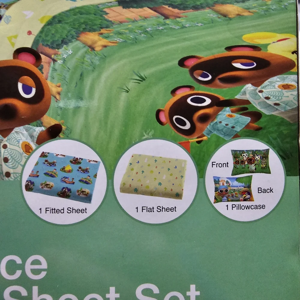 Animal Crossing Happy Campers Kids 3 Piece Twin Sheet Set